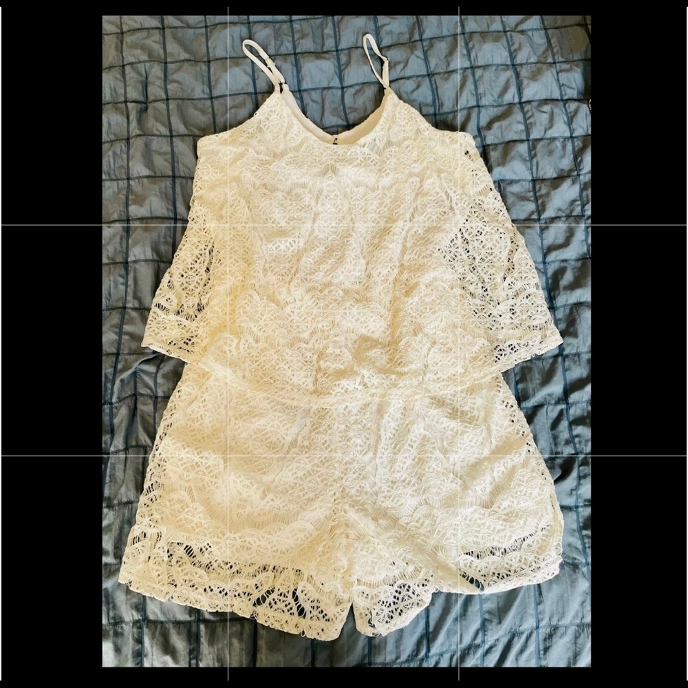 Cute off white lace romper